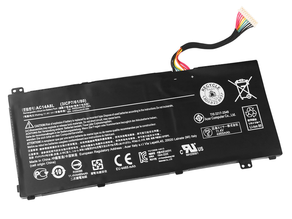 11.4V 52.5Wh Acer Aspire KT.0030G.001 AC14A8L Battery