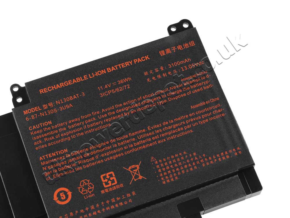 Battery Clevo 3ICP5/62/72 N130BAT-3 3100mAh 36Wh