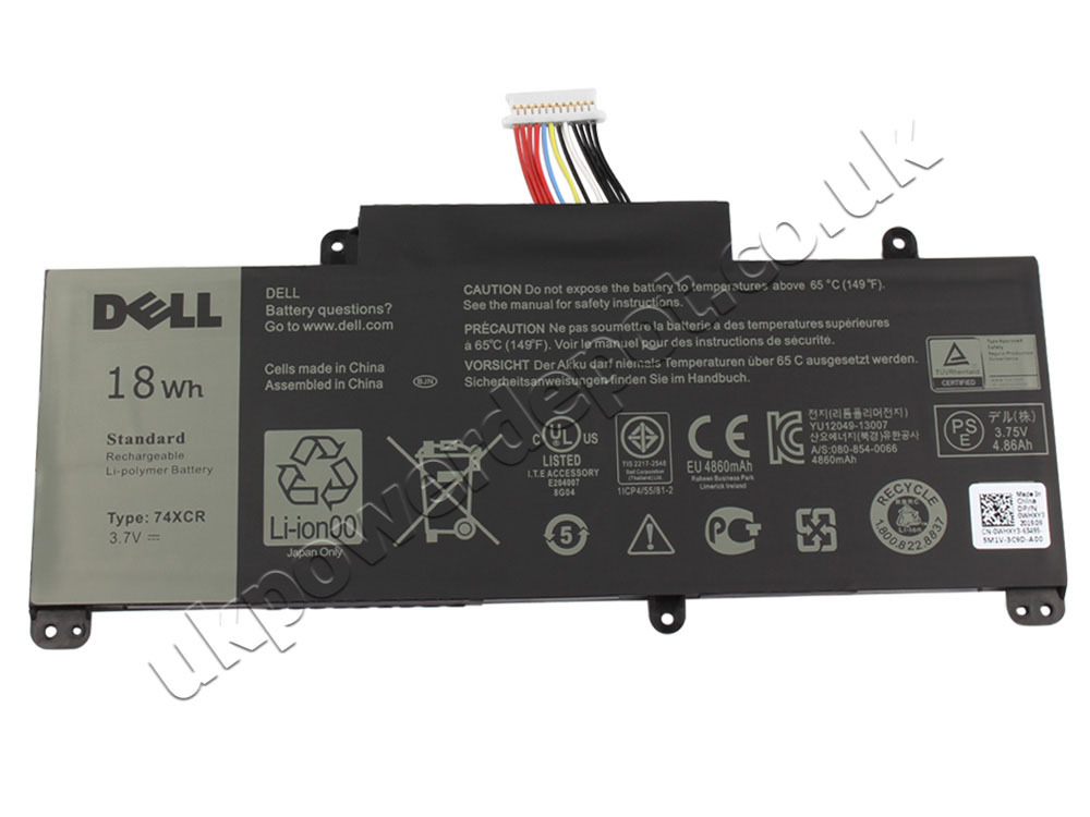 Original 3.7V 18Wh Dell VXGP6 X1M2Y Battery