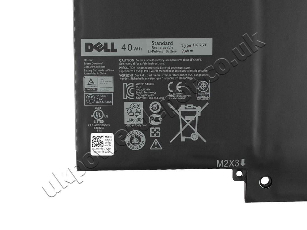 5400mAh 40Wh Battery Dell XPS 11 9P33 P16T P16T001