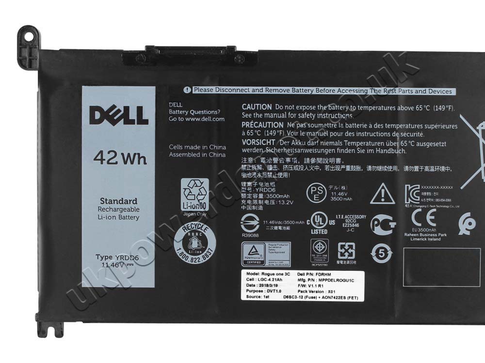 Original 3500mAh 42Wh 3-Cell Dell Inspiron 14 5481 P93G001 Battery