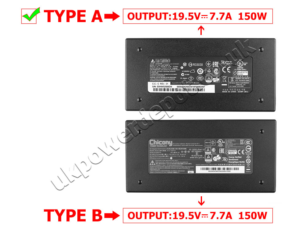 150W MSI S930404490D10S93-0404310-C54 AC Adapter Charger