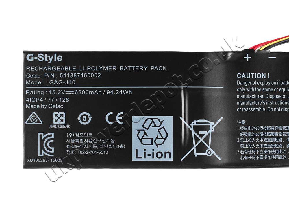 Original Battery Gigabyte Aero 15 Classic-WA-U74ADP 6200mAh 94.24Wh