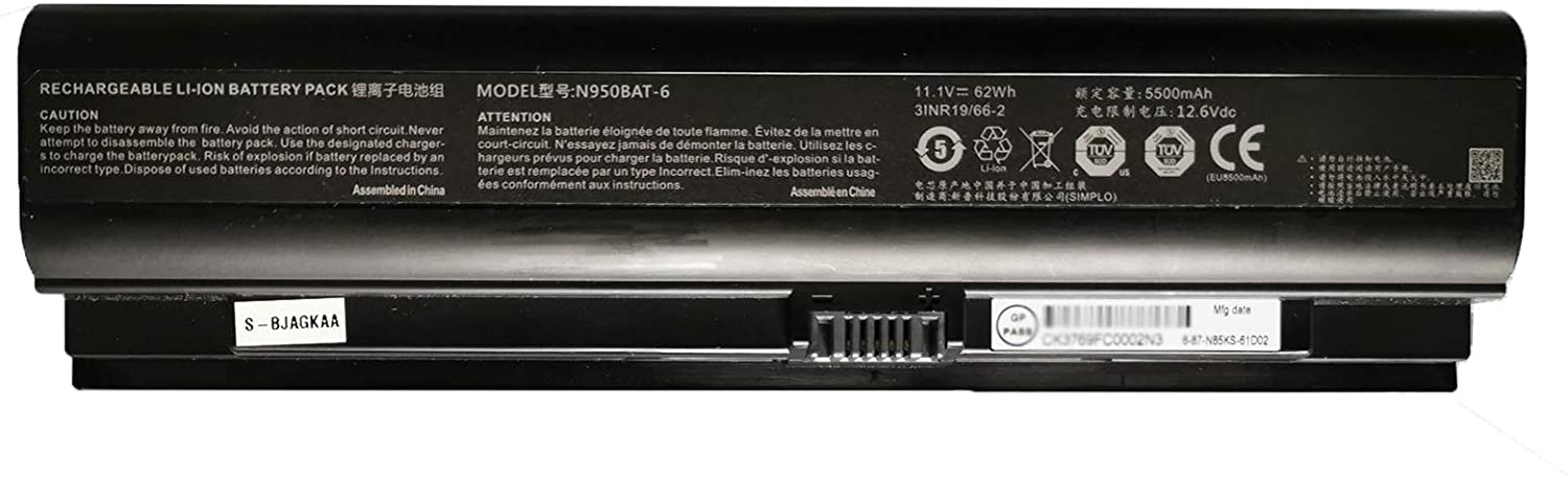 Battery Clevo N950TC N960TD N960TF 5500mAh 62Wh