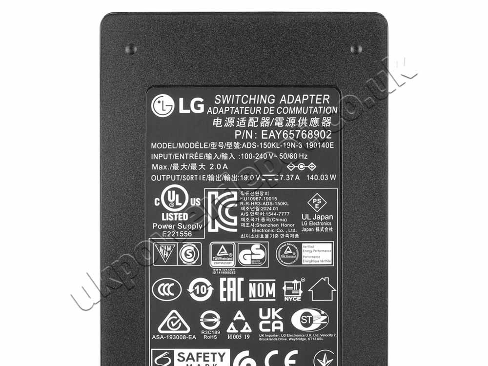 Original 140W LG 27UK850-W 32UD89-W Charger AC Adapter + Cord