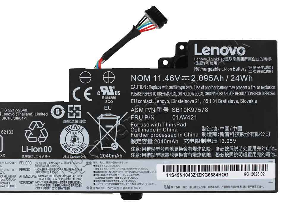 Original Battery Lenovo ThinkPad T480 20L5 2095mAh 24Wh