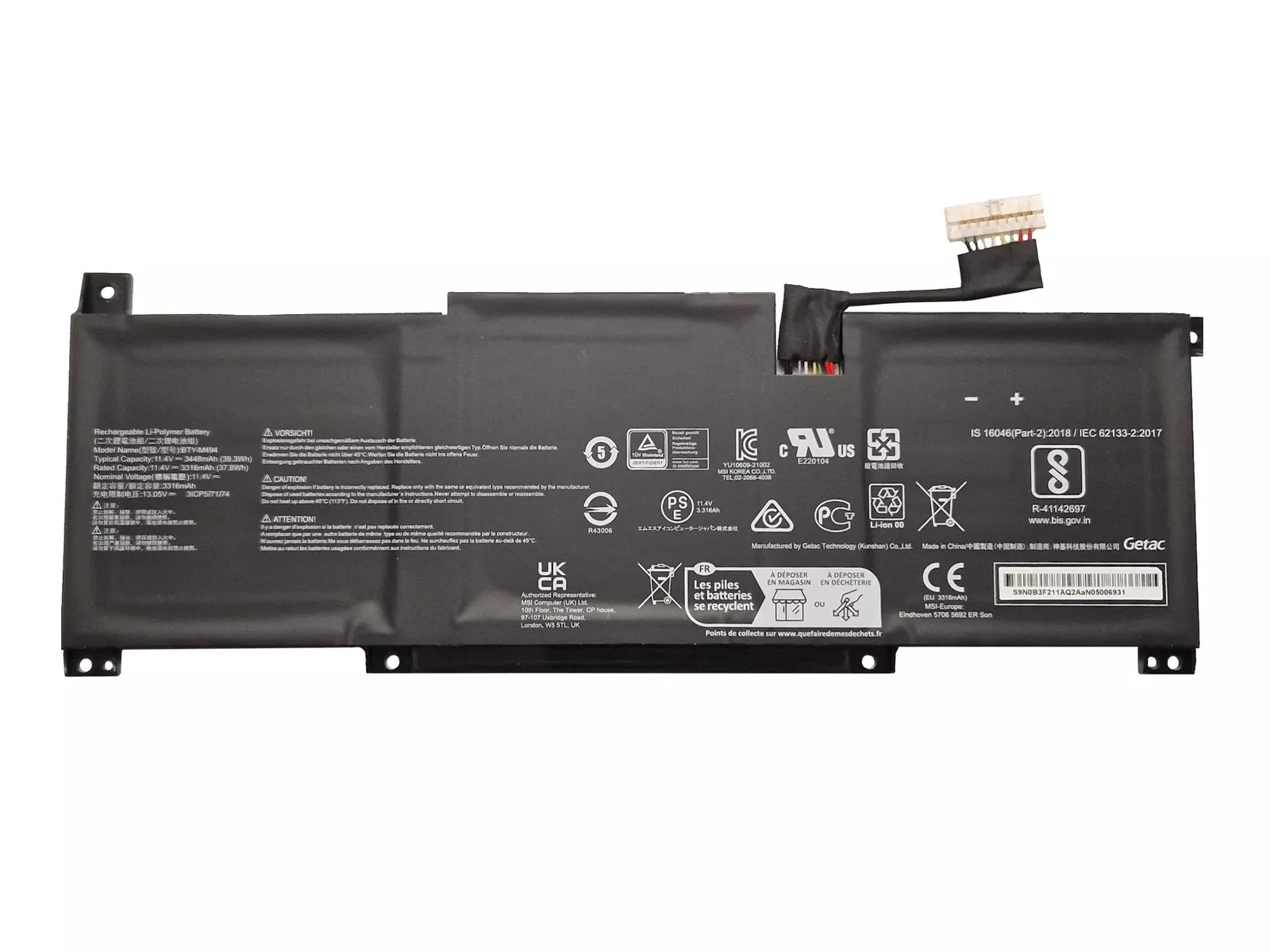 39.3Wh MSI Modern 15 B7M-252FR Battery