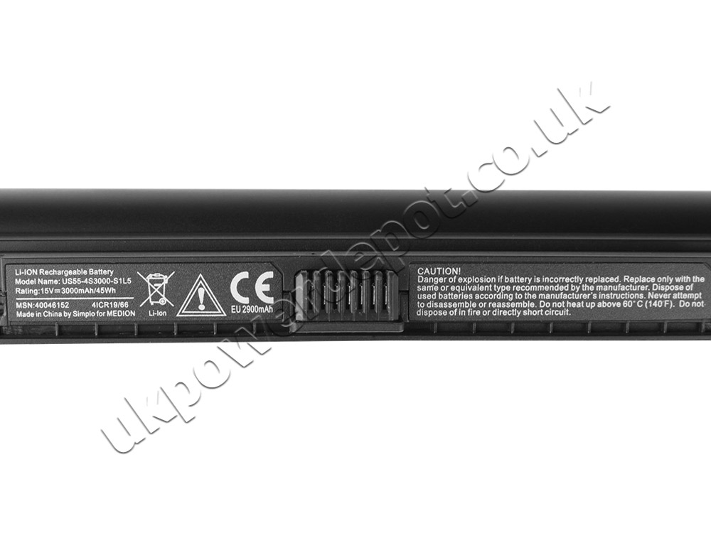 Original 4 Cell 3000mAh 45Whr Battery Medion 40046152