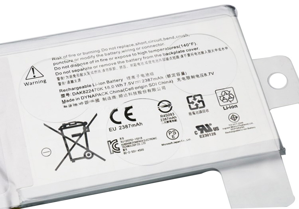 Original Battery Microsoft Surface 1705 2387mAh 18Wh - Click Image to Close