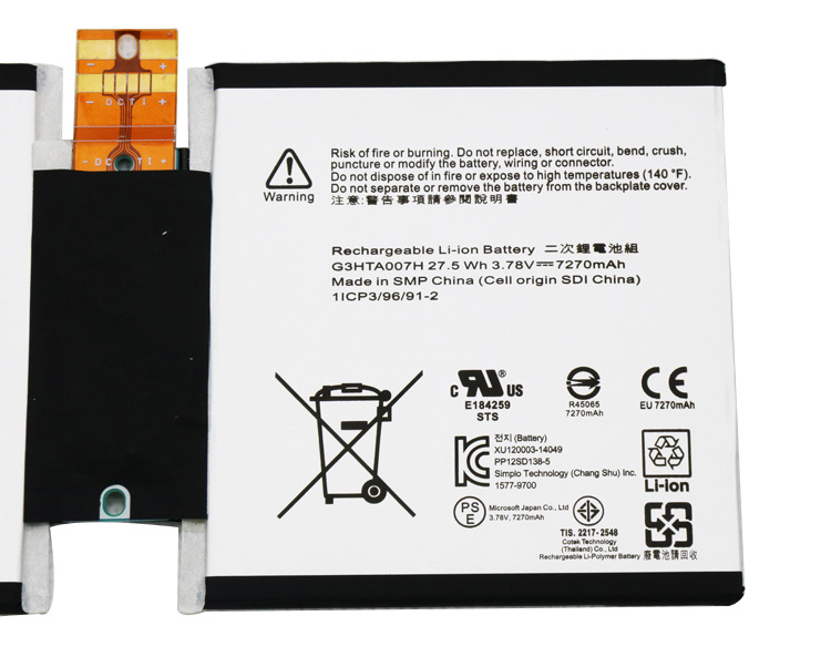 Original Battery Microsoft Surface 3 1645 7270mAh 27.5Wh - Click Image to Close