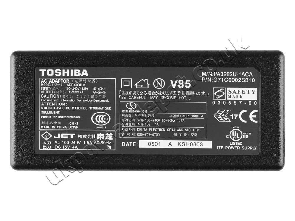 60W Toshiba Satellite 1800-654S VF1 1800-700 AC Adapter Charger