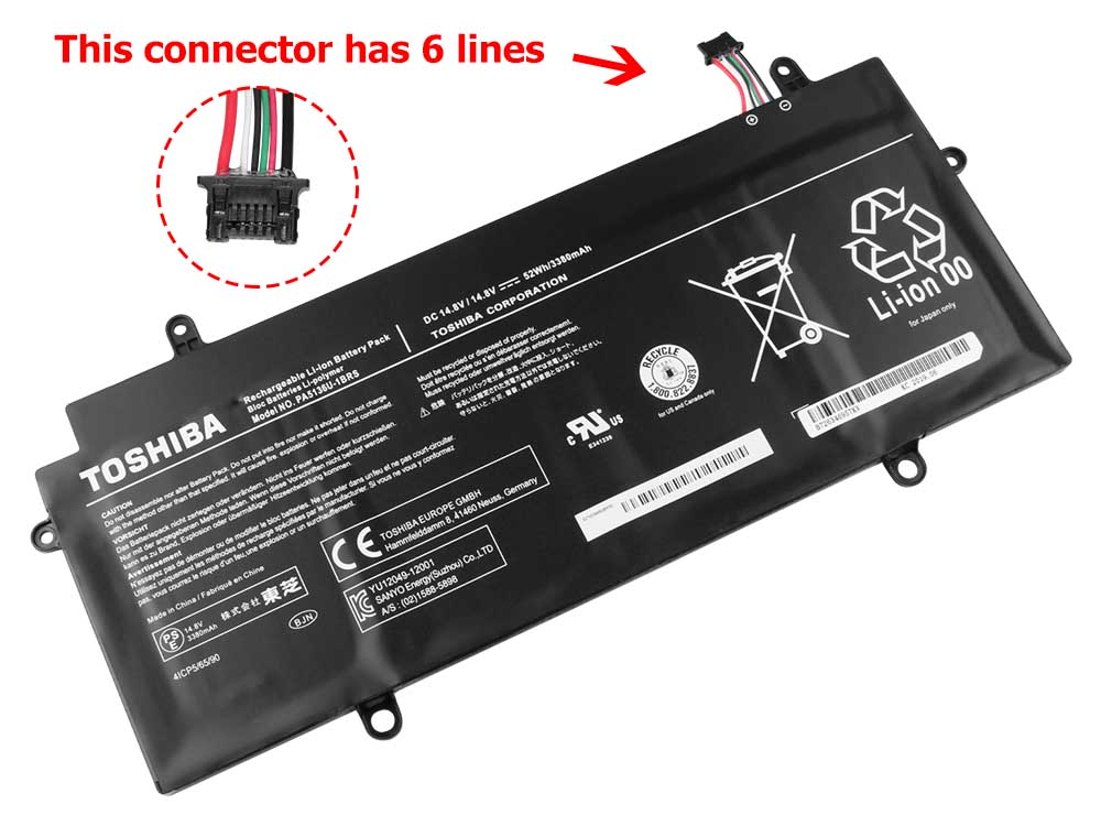 4Cell 52Wh Toshiba Portege Z30-A-13X Z30-ASMBN22 Battery