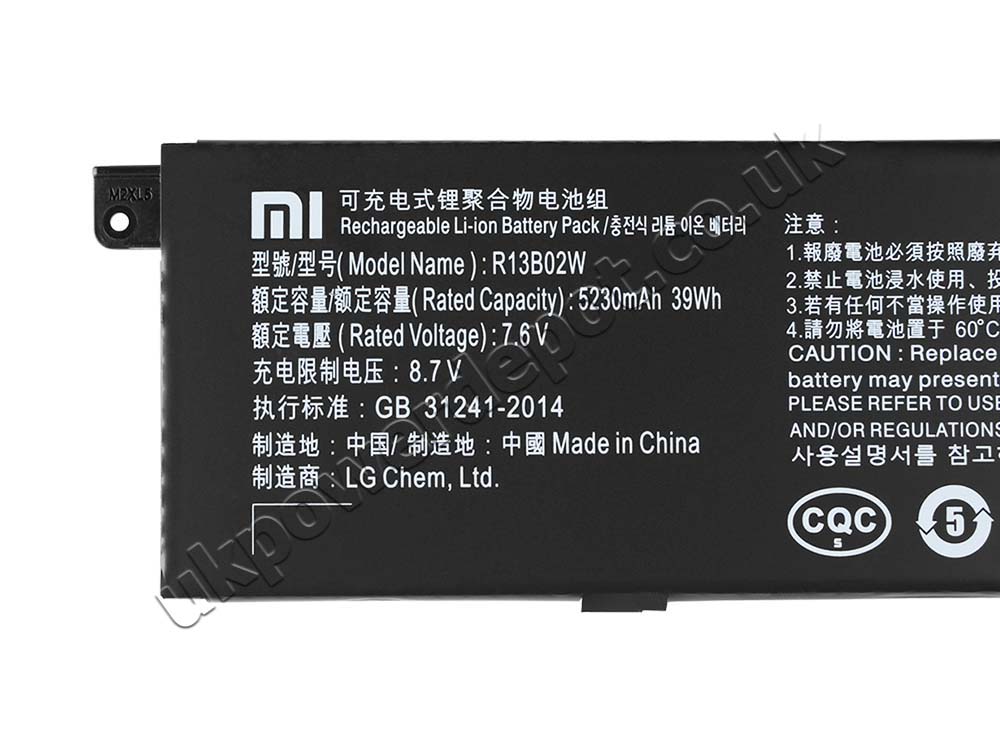 Original Battery Xiaomi 161301-01 161301-07 5107mAh 39Wh