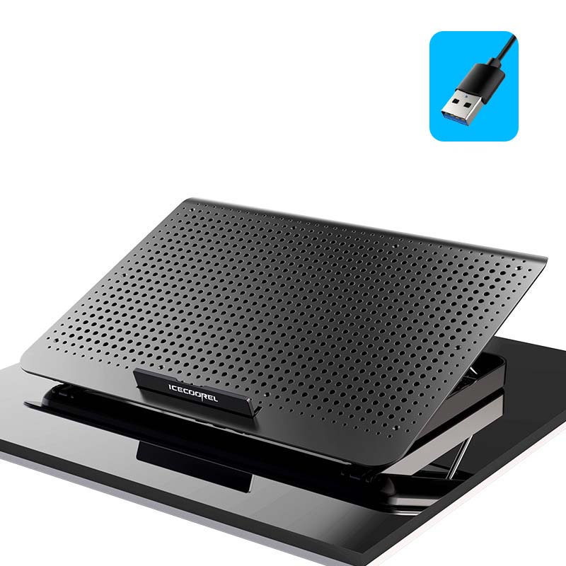 Adjustable Foldable Laptop Stand with Fan Silent Aluminum Alloy Notebook Cooler for Laptop 7.9 inch to 17 inch Black