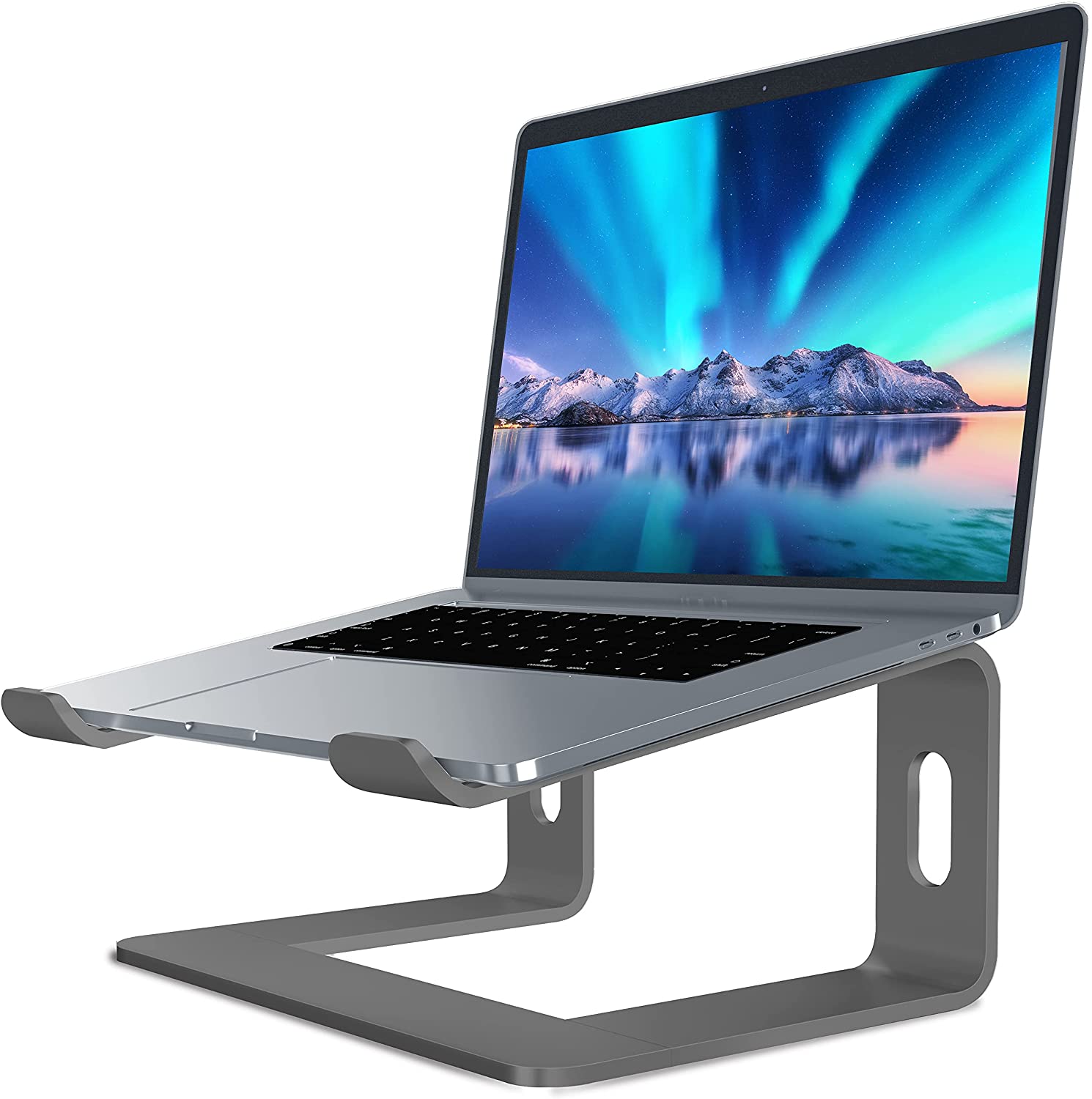 Strong heat dissipation Laptop Stand Aluminum Computer Riser for Apple 10 inch to 15.6 inch Grey